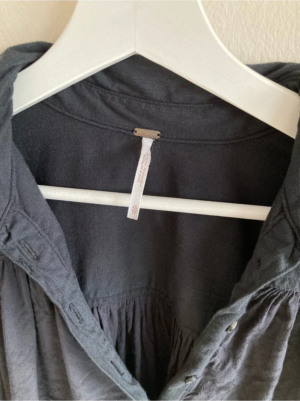 Free People Black Oversized Button-Down Tunic